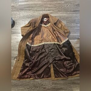G-Ill Rare Unique 100% Leather Vintage Trench Coat Size Women's Medium Brown